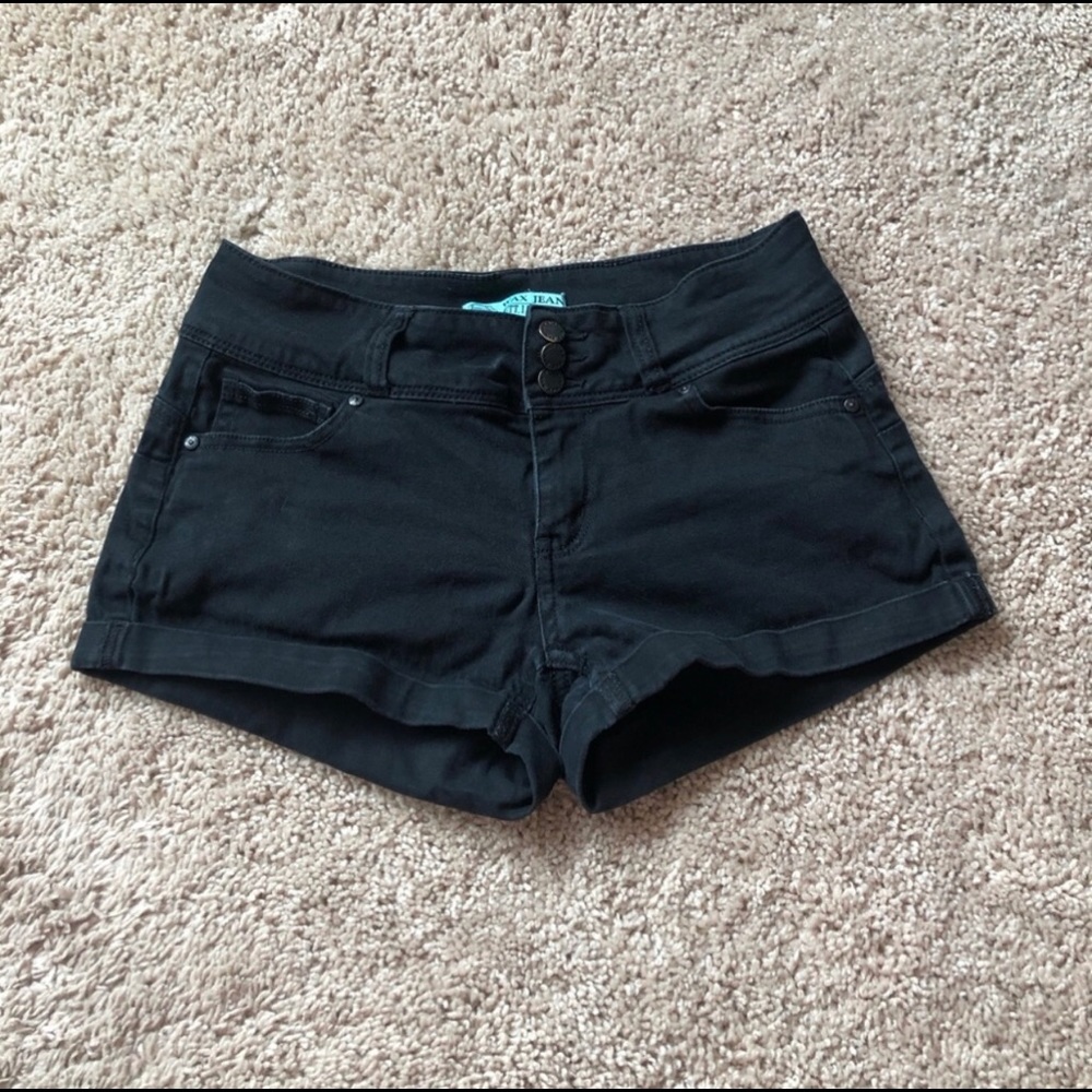 Black denim shorts